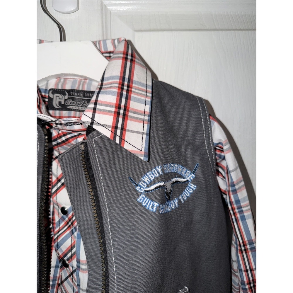 Cowboy Hardware Boys 2 Pc Set Vest Snap Shirt Size 3T Western Zip - Picture 4 of 9